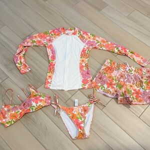 Hurley Floral Swim Set with Rash Guard
